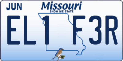 MO license plate EL1F3R