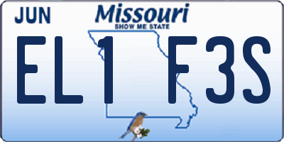 MO license plate EL1F3S