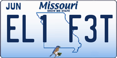 MO license plate EL1F3T