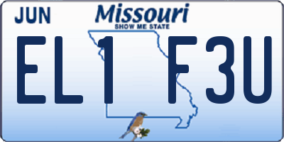 MO license plate EL1F3U