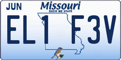 MO license plate EL1F3V