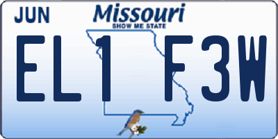 MO license plate EL1F3W