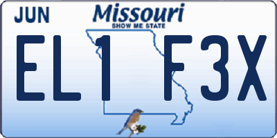 MO license plate EL1F3X