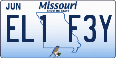 MO license plate EL1F3Y