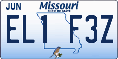 MO license plate EL1F3Z