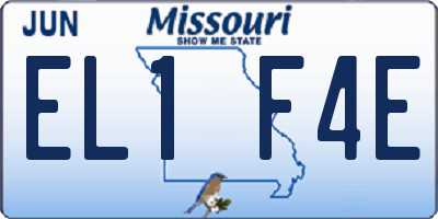 MO license plate EL1F4E