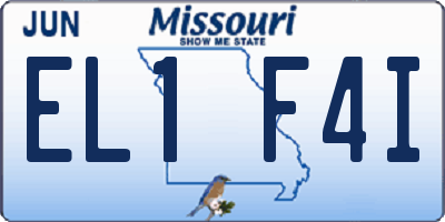 MO license plate EL1F4I