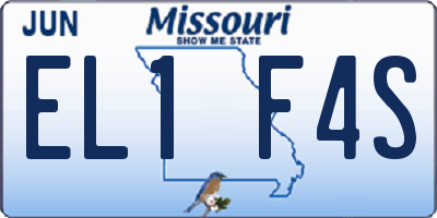 MO license plate EL1F4S