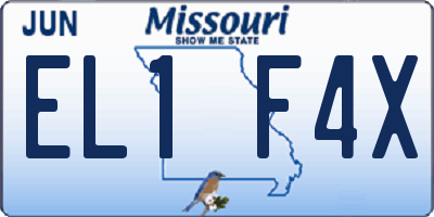 MO license plate EL1F4X