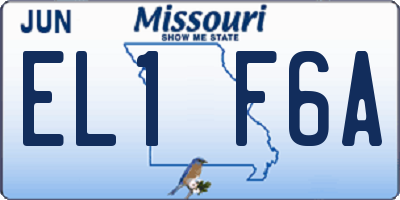 MO license plate EL1F6A