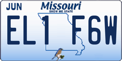 MO license plate EL1F6W