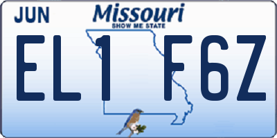 MO license plate EL1F6Z