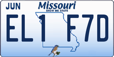 MO license plate EL1F7D