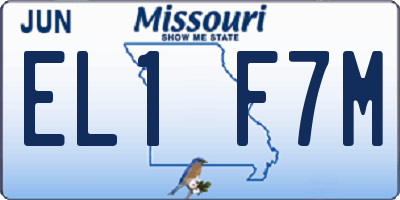 MO license plate EL1F7M