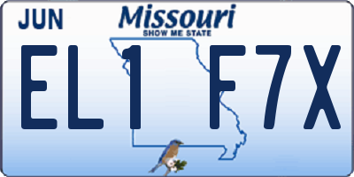 MO license plate EL1F7X
