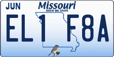 MO license plate EL1F8A