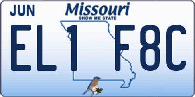 MO license plate EL1F8C