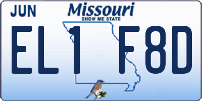 MO license plate EL1F8D
