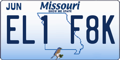 MO license plate EL1F8K