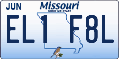 MO license plate EL1F8L