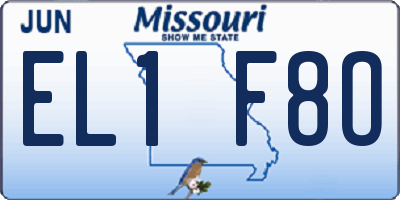 MO license plate EL1F8O
