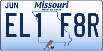 MO license plate EL1F8R