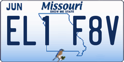 MO license plate EL1F8V