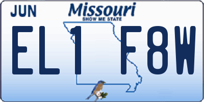 MO license plate EL1F8W