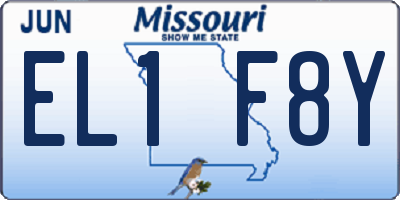 MO license plate EL1F8Y