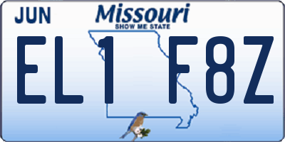 MO license plate EL1F8Z
