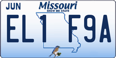 MO license plate EL1F9A