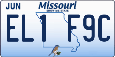 MO license plate EL1F9C