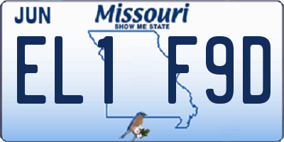 MO license plate EL1F9D