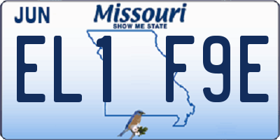 MO license plate EL1F9E