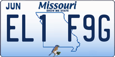 MO license plate EL1F9G