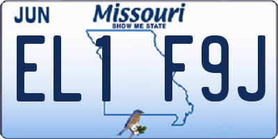 MO license plate EL1F9J