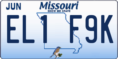 MO license plate EL1F9K