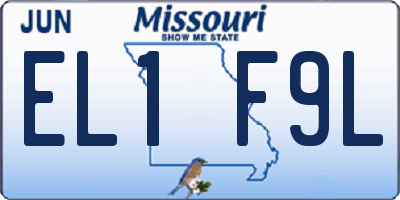 MO license plate EL1F9L