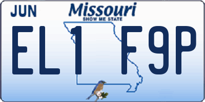 MO license plate EL1F9P