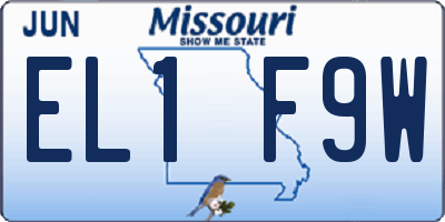 MO license plate EL1F9W