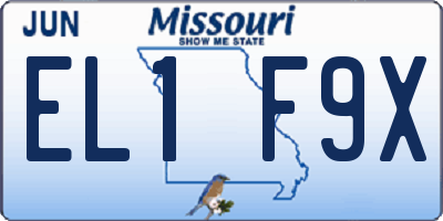 MO license plate EL1F9X