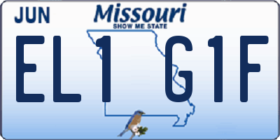 MO license plate EL1G1F