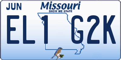 MO license plate EL1G2K