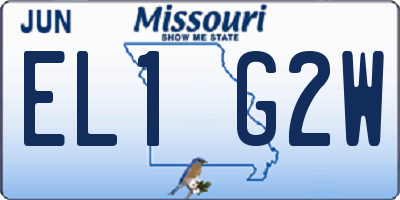MO license plate EL1G2W