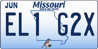 MO license plate EL1G2X