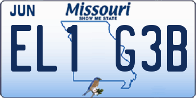 MO license plate EL1G3B