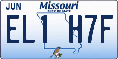 MO license plate EL1H7F