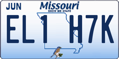 MO license plate EL1H7K
