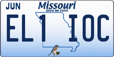 MO license plate EL1I0C