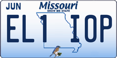 MO license plate EL1I0P